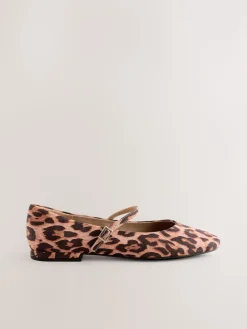 Next Standard/Wide Fit Round Toe Mary Jane Shoes Leopard Print Hot