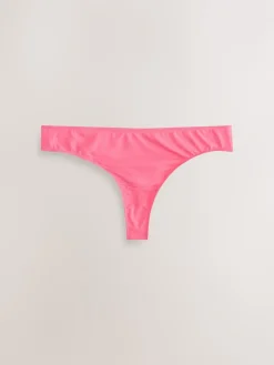 Next Thong Microfibre Knickers 5 Pack Leopard/Cherry Print New