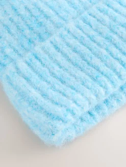 Next Light Blue Ribbed Beanie Containing Wool Hat Hot