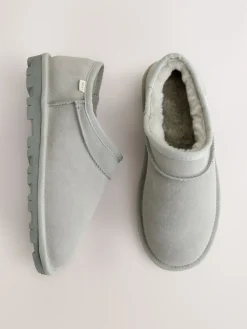 Next Suede Shoot Slippers Light Grey Sale