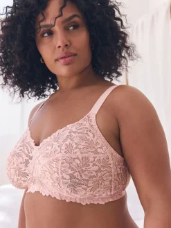 Next B-H Total Support Non Pad Non Wire Full Cup Lace Ultimate Comfort Bra Light Pink Discount