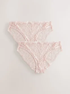 Next Light Pink High Leg Ultimate Comfort Lace Knickers 2 Pack Hot