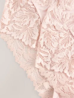 Next Light Pink High Waist High Leg Ultimate Comfort Lace Knickers 2 Pack Sale