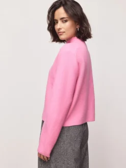 Next Supersoft High Neck Seam Detail Jumper Light Pink New