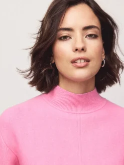 Next Supersoft High Neck Seam Detail Jumper Light Pink New