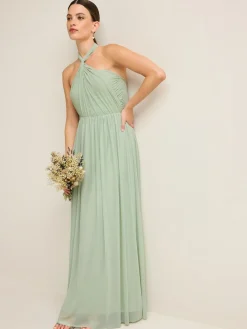 Next Light Sage Green Mesh Multiway Wedding Guest Bridesmaid Maxi Dress Best