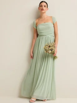 Next Light Sage Green Mesh Multiway Wedding Guest Bridesmaid Maxi Dress Best
