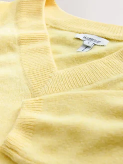Next Light Yellow N.Premium 100% Merino Wool V-Neck Jumper