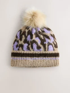 Next Knitted Pom Hat Lilac Animal Best