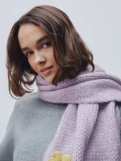 Next Lilac Flower Hand Knit Heavyweight Scarf