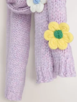 Next Lilac Flower Hand Knit Heavyweight Scarf