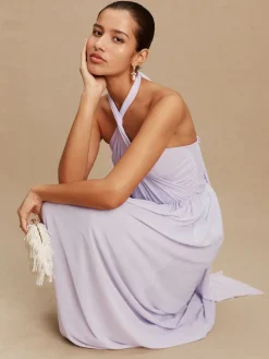 Next Lilac Purple Mesh Multiway Wedding Guest Bridesmaid Maxi Dress Outlet