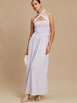 Next Lilac Purple Mesh Multiway Wedding Guest Bridesmaid Maxi Dress Outlet