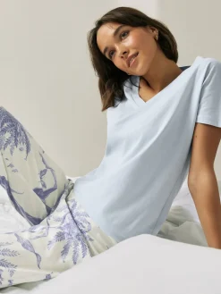 Next Short Sleeve Pyjamas Lilac Purple Palm Best