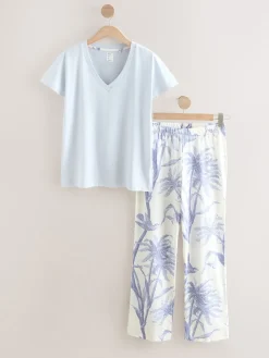 Next Short Sleeve Pyjamas Lilac Purple Palm Best
