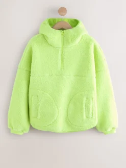 Next Active Borg Hooded Jacket Lime Green Outlet