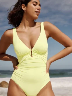 Next Utrim Tummy Control Plunge Swimsuit Lime Green Hot
