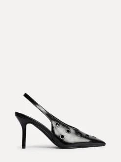 Linzi Black Abel Sligback Courts Heels with Eyelet Detail Hot