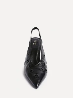 Linzi Black Abel Sligback Courts Heels with Eyelet Detail Hot