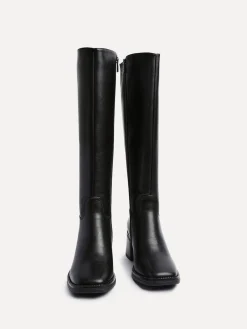 Linzi Black Brandy Block Heel High Leg Boots New