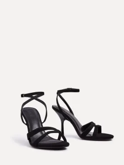 Linzi Bronte Heeled Sandals with Double Front Strap Black Clearance