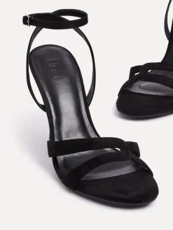 Linzi Bronte Heeled Sandals with Double Front Strap Black Clearance