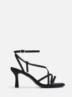 Linzi Cassie Wide Fit Mid Heel Strappy Sandals With Ankle Strap Black Hot