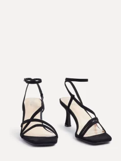 Linzi Cassie Wide Fit Mid Heel Strappy Sandals With Ankle Strap Black Hot