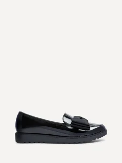 Linzi Cathy Platform Loafers with Large Bow Black