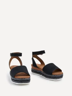 Linzi Coast Two-Part Espadrille Wedges With Metallic Plaited Trim Black Sale