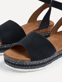 Linzi Coast Two-Part Espadrille Wedges With Metallic Plaited Trim Black Sale