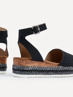 Linzi Coast Two-Part Espadrille Wedges With Metallic Plaited Trim Black Sale