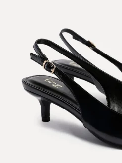 Linzi Elvira Kitten Heel Slingback Courts Black Best