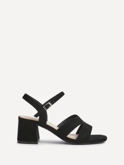 Linzi Black Empire Wide Fit Link Detail Heeled Sandals
