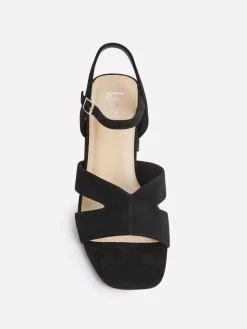 Linzi Black Empire Wide Fit Link Detail Heeled Sandals