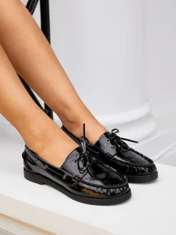 Linzi Frame Slip-On Loafers With Ruched Front Detailing Black Outlet