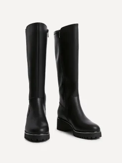 Linzi Black Gravity Stretch High Leg Wedge Boots New