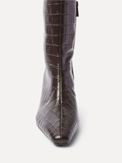 Linzi High Leg Uptown Slim Block Heel High Leg Boots Black