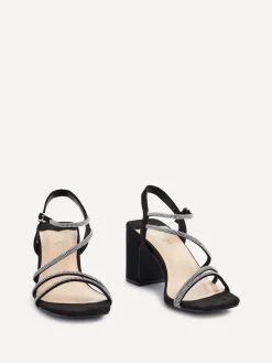 Linzi Kira Strappy Diamante Block Heeled Sandals Black Online
