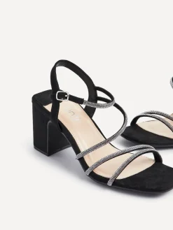 Linzi Kira Strappy Diamante Block Heeled Sandals Black Online