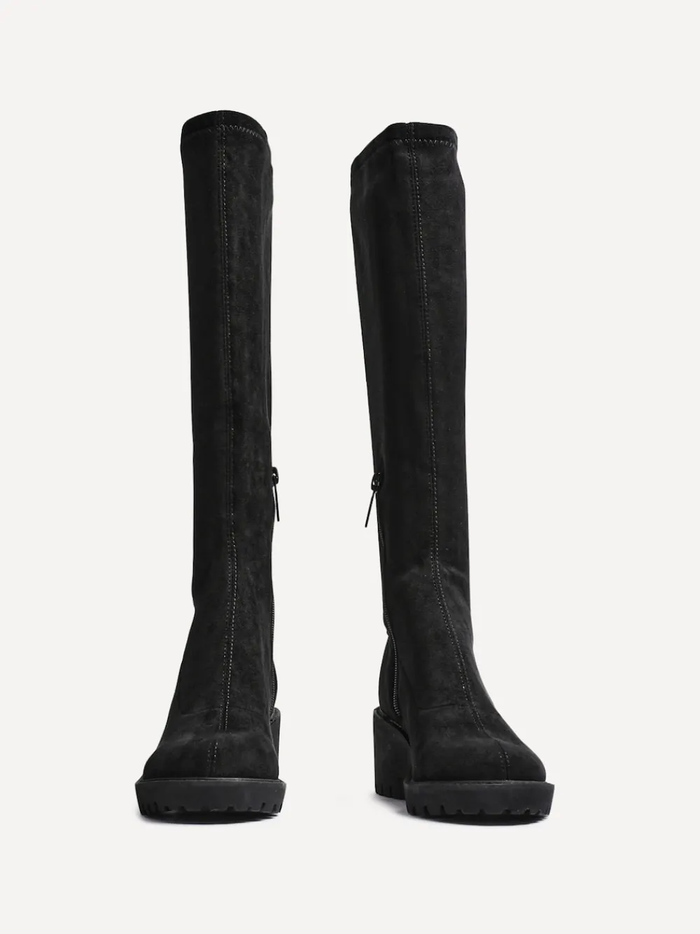 Linzi Kortina Brown Suede High Leg Boots With Wedged Heel Black Clearance