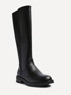 Linzi League High Leg Boots with Gusset Back Black