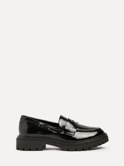 Linzi Black Lesson Chunky Loafers With Classic Front Tab Clearance