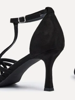 Linzi Lilah Closed Back Stiletto Heeled Sandals Black New