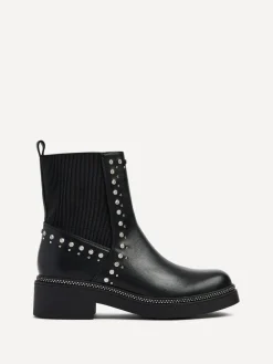 Linzi Black Optic Diamante Embellished Chelsea Boots New