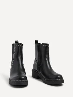 Linzi Black Optic Diamante Embellished Chelsea Boots New