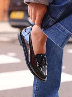 Linzi Rosemary Classic Slip-On Loafers With Tassel Detail Black Patent Hot