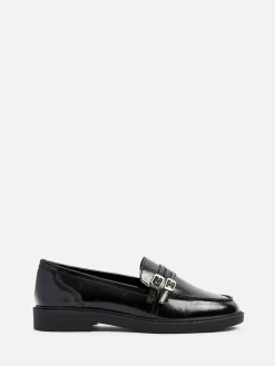 Linzi Black Portland Loafers With Double Buckle Detail Online