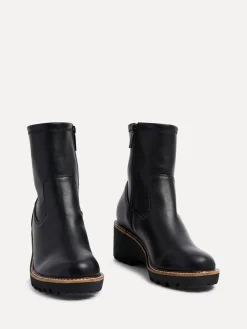 Linzi Black PU Trish Stretch Wedged Heel Ankle Boots Sale