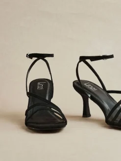 Linzi Reflect Wide Fit Strappy Heeled Sandals Black